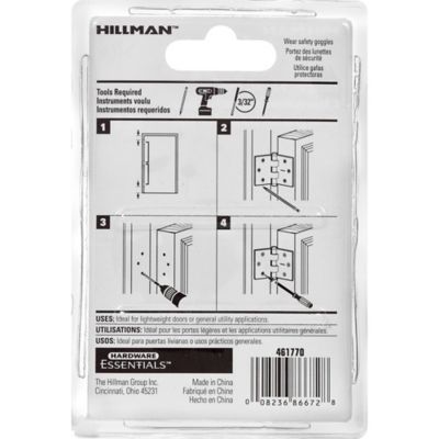 Image showing  Hardware Essentials 2 in. Light Narrow Door Hinge with Fixed Pin, Zinc, 2-Pack