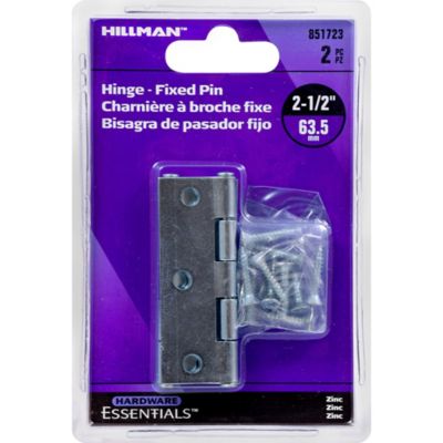 Image showing  Hardware Essentials 2-1/2 in. Cd-Light Narrow Hinge, Fixed Pin, Zinc, 2-Pack