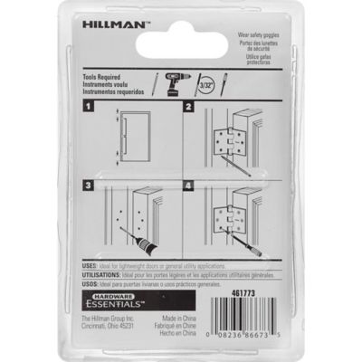 Image showing  Hardware Essentials 2-1/2 in. Cd-Light Narrow Hinge, Fixed Pin, Zinc, 2-Pack