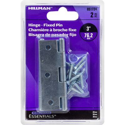 Image showing  Hardware Essentials 3 in. Light Narrow Door Hinge with Fixed Pin, Zinc, 2-Pack