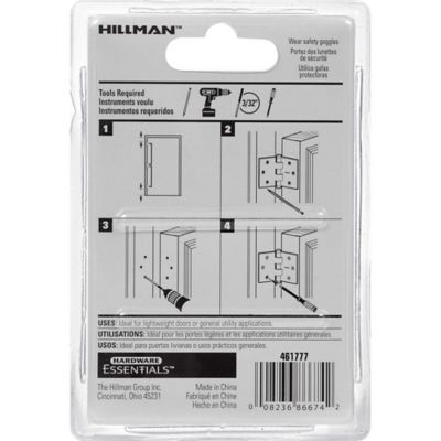 Image showing  Hardware Essentials 3 in. Light Narrow Door Hinge with Fixed Pin, Zinc, 2-Pack