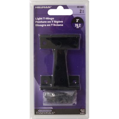 Image showing  3 in. Cd-Light T-Hinge, Black, 2 pc.