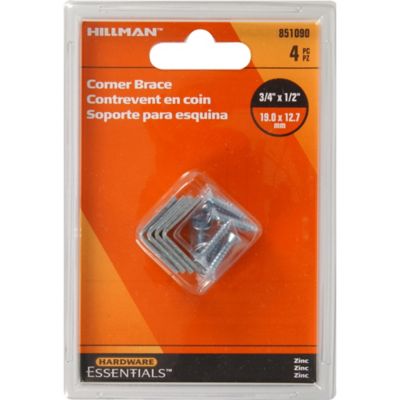 Image showing  Hardware Essentials 3/4 in. x 1/2 in. Cd-Corner Brace, Zinc, 4-Pack