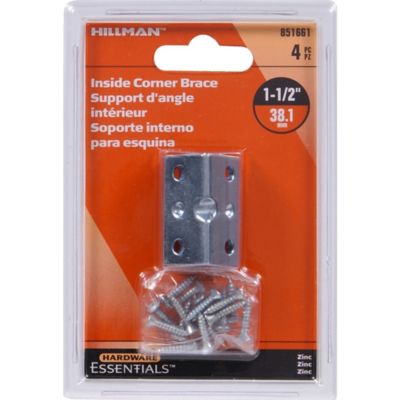 Image showing  Hardware Essentials 1-1/2 in. x 3/4 in. Cd-In Corner Brace, Zinc, 4-Pack