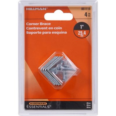 Image showing  Hardware Essentials 1 in. x 1/2 in. Cd-Corner Brace, Zinc, 4-Pack