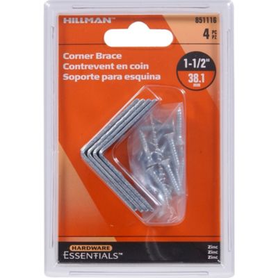 Image showing  Hardware Essentials 1-1/2 in. x 5/8 in. Cd-Corner Brace, Zinc, 4-Pack