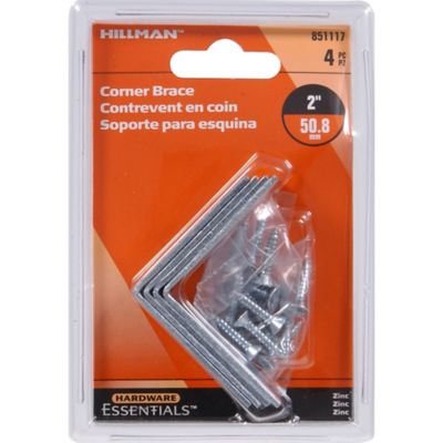 Image showing  Hardware Essentials 2 in. x 5/8 in. Cd-Corner Brace, Zinc, 4-Pack