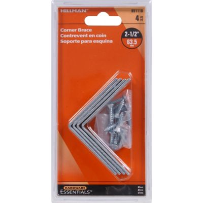 Image showing  Hardware Essentials 2-1/2 in. x 5/8 in. Cd-Corner Brace, Zinc, 4-Pack