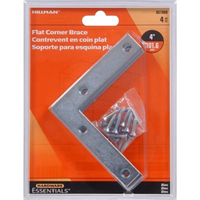 Image showing  Hardware Essentials 4 in. x 3/4 in. Cd-Flat Corner Irons, Zinc, 4-Pack