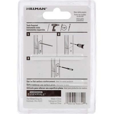 Image showing  Hardware Essentials 3 in. x 5/8 in. Mending Plate, Zinc, 4-Pack