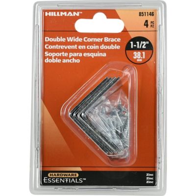 Image showing  Hardware Essentials 1-1/2 in. Cd-Double Corner Brace, Zinc, 4-Pack