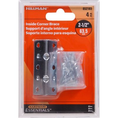 Image showing  Hardware Essentials 2-1/2 in. x 3/4 in. Cd-In Corner Brace, Zinc, 4-Pack