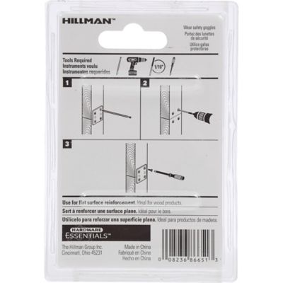 Image showing  Hardware Essentials 1-1/2 in. x 1-3/8 in. Mending Plate, Zinc, 4-Pack