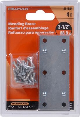 Hillman Hardware Essentials Mending Brace Zinc (3-1/2 in. x 1-3/8 in.) -4 Pack