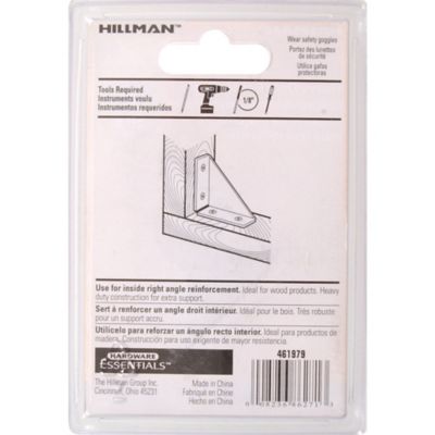 Image showing  Hardware Essentials 2 in. CD-Hood Corner Braces, Zinc, 4-Pack