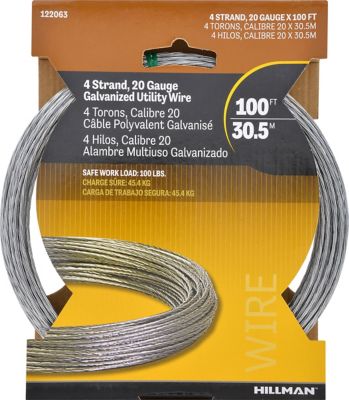 Hillman 100 lb. 4-Strand Wire, #20 x 100 ft., Galvanized