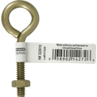Image showing  Hardware Essentials 1/4 in.-20 x 2.5 in. Gold Fg Eye Bolt with Nut