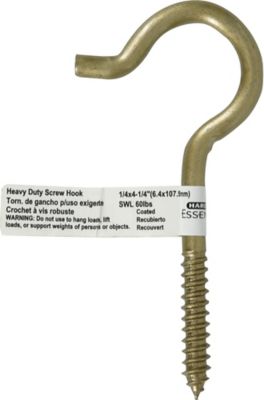 Image showing  60 lb. 1/4 in. x 4-1/2 in. Durasteel Screw Hook, Gold, Flagged