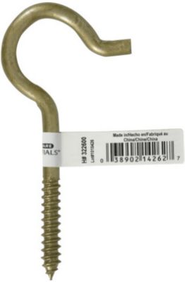 Image showing  60 lb. 1/4 in. x 4-1/2 in. Durasteel Screw Hook, Gold, Flagged