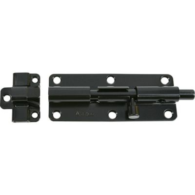 Image showing  Hardware Essentials Black Cd-Hood Barrel Bolt, 6 in.
