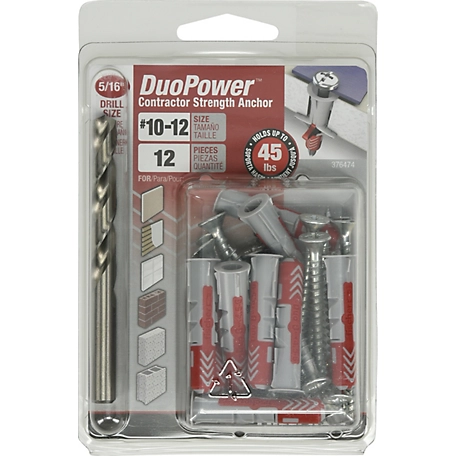 Hillman DuoPower Contractor-Strength Anchors (#10) -12 Pack