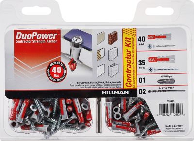 Hillman #6 & #8 DuoPower Contractor-Strength Anchors Kit, 75-Pack