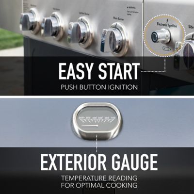 Image showing  4-Burner Propane Gas Open-Cart Grill, Gray, With Side Burner, PG-40406S0L