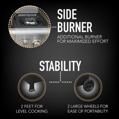 Image showing  4-Burner Propane Gas Open-Cart Grill, Gray, With Side Burner, PG-40406S0L