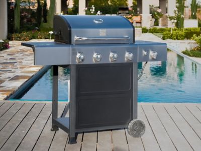 Image showing  4-Burner Propane Gas Open-Cart Grill, Gray, With Side Burner, PG-40406S0L