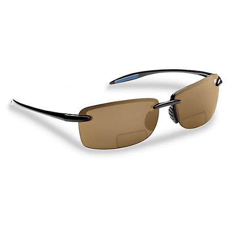 Flying Fisherman Cali Sunglasses, Black Frame with Amber Bifocal 200 Lenses, Medium