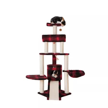 Armarkat 59" Classic 4-Tier Cat Tree with Multiple Features with Rope Ramp Perch Condo and Basket Cat Trees & Condos