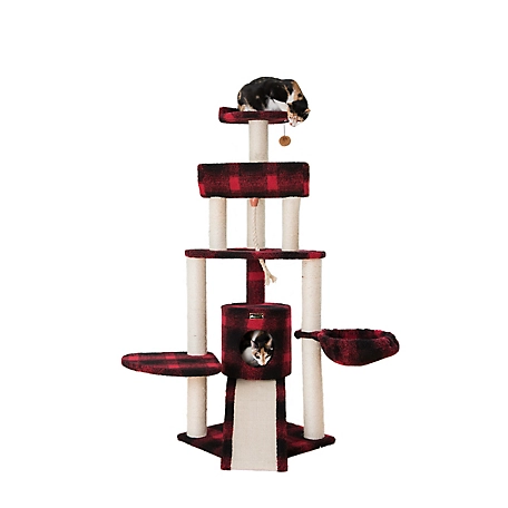 Armarkat 59 in. 4-Tier Classic Cat Tree with Multiple Features with Rope, Ramp, Perch, Condo and Basket
