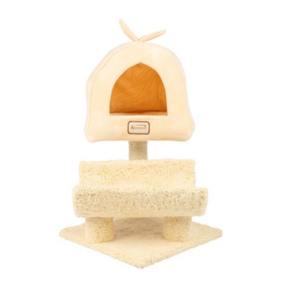 Image showing  X3007 Real Wood Cat Condo, Cat Scratching Post with Plush Condo, Cuddle