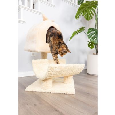 Image showing  X3007 Real Wood Cat Condo, Cat Scratching Post with Plush Condo, Cuddle