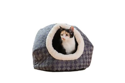 Armarkat Indoor shelter bed Blue Checkered Hexagon Cat Bed for Pets