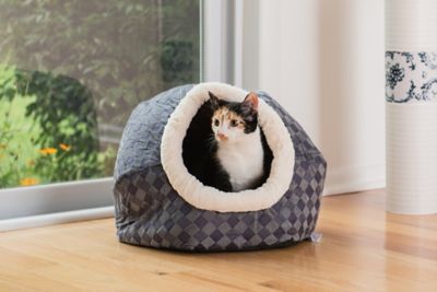 Image showing  Indoor shelter bed Blue Checkered Hexagon Cat Bed for Pets
