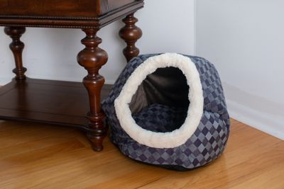 Image showing  Indoor shelter bed Blue Checkered Hexagon Cat Bed for Pets
