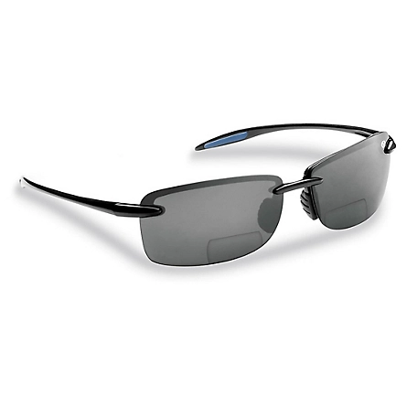 Flying Fisherman Cali Sunglasses, Black Frame with Smoke Bifocal 200 Lenses, Medium
