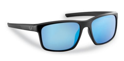 Flying Fisherman Rip Current Sunglasses, Matte Black Frame with Smoke-Blue Lenses, Large