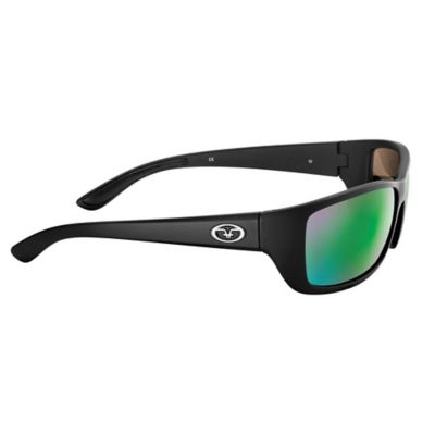 Image showing  Cay Sal Sunglasses, Matte Black Frame with Amber Green Mirror Lenses, Medium
