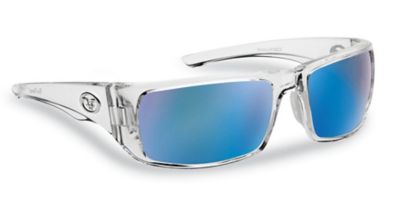 Flying Fisherman Morocco Sunglasses, Crystal Frame with Smoke-Blue Mirror Lenses, Medium