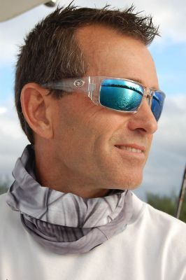 Image showing  Morocco Sunglasses, Crystal Frame with Smoke-Blue Mirror Lenses, Medium