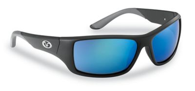 Flying Fisherman Triton Sunglasses, Matte Black Frame with Smoke-Blue Mirror Lenses, Medium