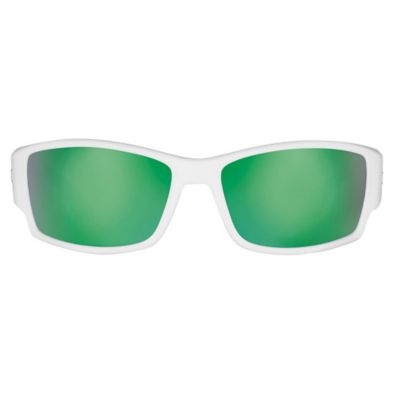 Image showing 1 th Flying Fisherman Razor Sunglasses, Matte White Frame with Amber-Green Mirror Lenses, Large
