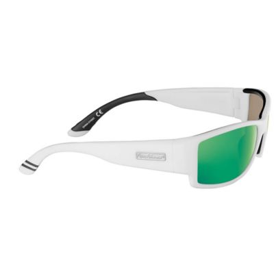 Image showing 2 th Flying Fisherman Razor Sunglasses, Matte White Frame with Amber-Green Mirror Lenses, Large