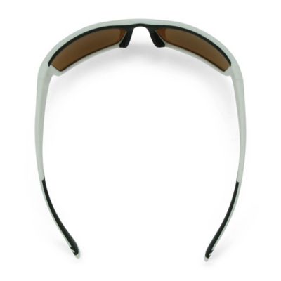 Image showing 4 th Flying Fisherman Razor Sunglasses, Matte White Frame with Amber-Green Mirror Lenses, Large