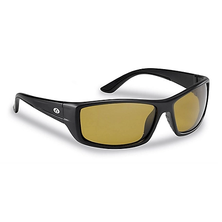 Flying Fisherman Buchanan Sunglasses, Matte Black/Yellow Frame with Amber Lenses