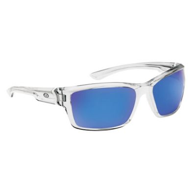 Flying Fisherman Cove Sunglasses, Crystal Smoke Frame with Blue Mirror Lenses, Medium