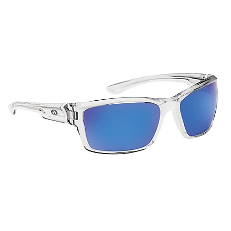 Flying Fisherman Cove Sunglasses, Crystal Smoke Frame with Blue Mirror Lenses, Medium