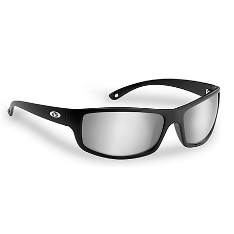 Flying Fisherman Slack Tide Sunglasses, Black Frame with Smoke-Silver Lenses, Small/Medium